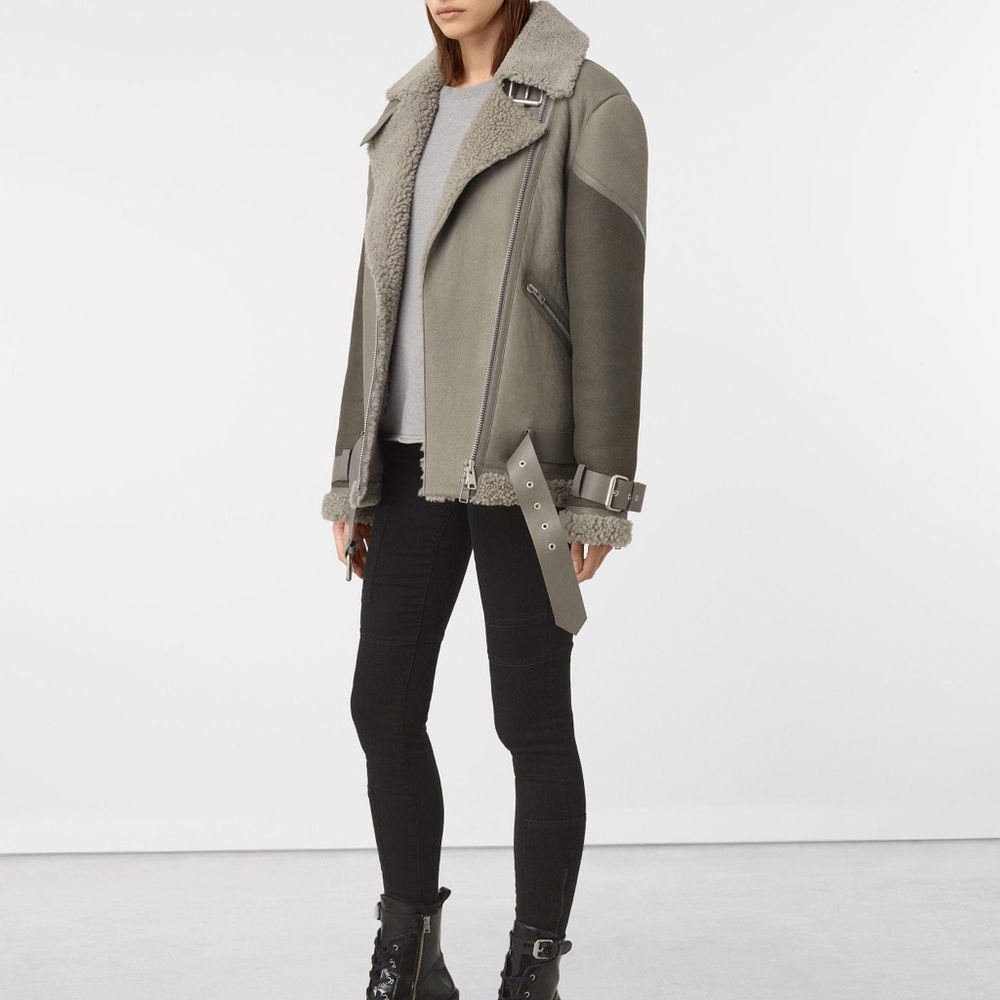 allsaints shearling biker jacket hawley